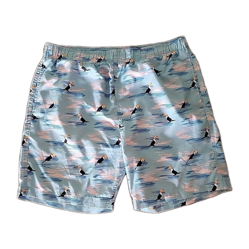 Laguna Originals XL Blue Toucan Bird Beach Water Swim Trunks‎ Shorts Tropical